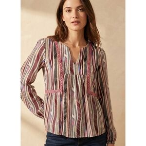 Jacqueline De Yong Split Neck Blouse Multicolor Size 34